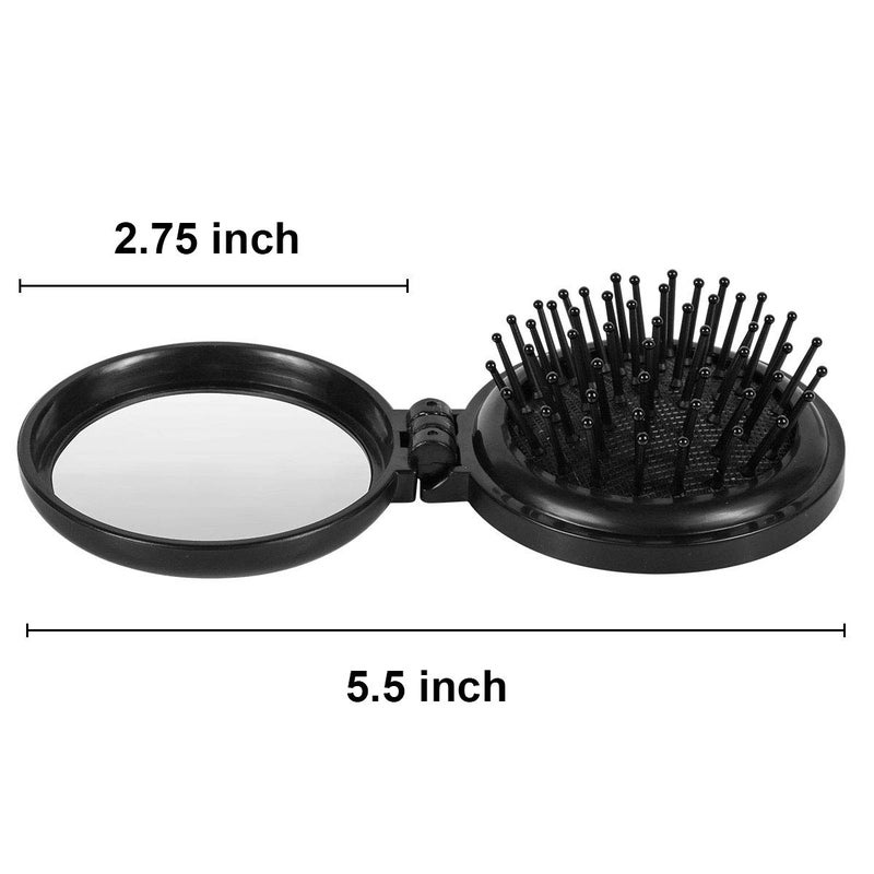 Aooba 3PCS Folding Travel Hair Brush with Mirror, Mini Comb/Wet Brushes, Compact Purse Pocket Hair Massage Combor for Women and Girls - Image 2